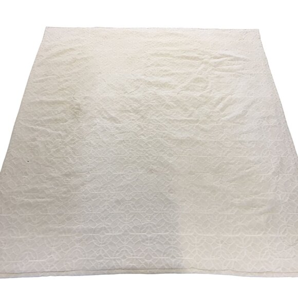 Luxury Queen Quilt Cotton & Linen Taupe & Cream 102" X 91" Portugal - Picture 4 of 7